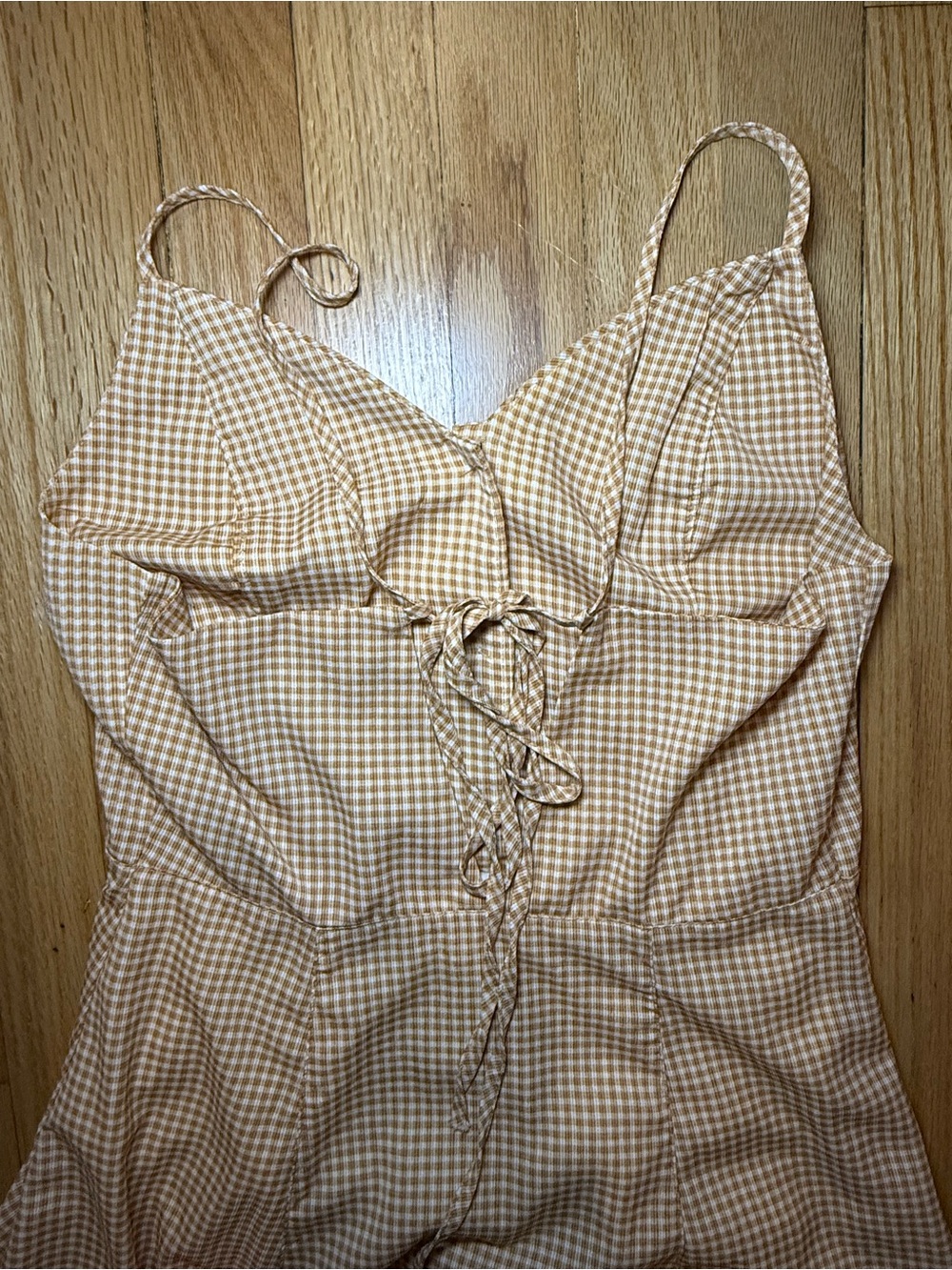 Moon River beige and brown gingham button-front midi dress - Picture 5 of 6